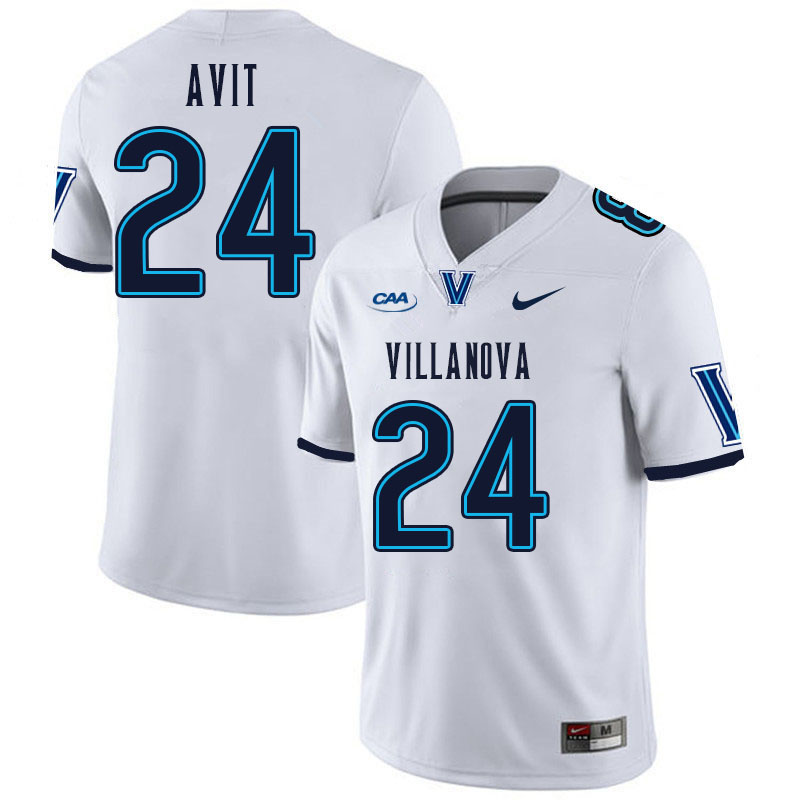 Men #24 David Avit Villanova Wildcats College Football Jerseys Stitched Sale-White